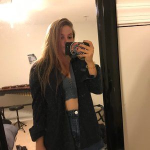 Blue Speckled Button Up Formal Top